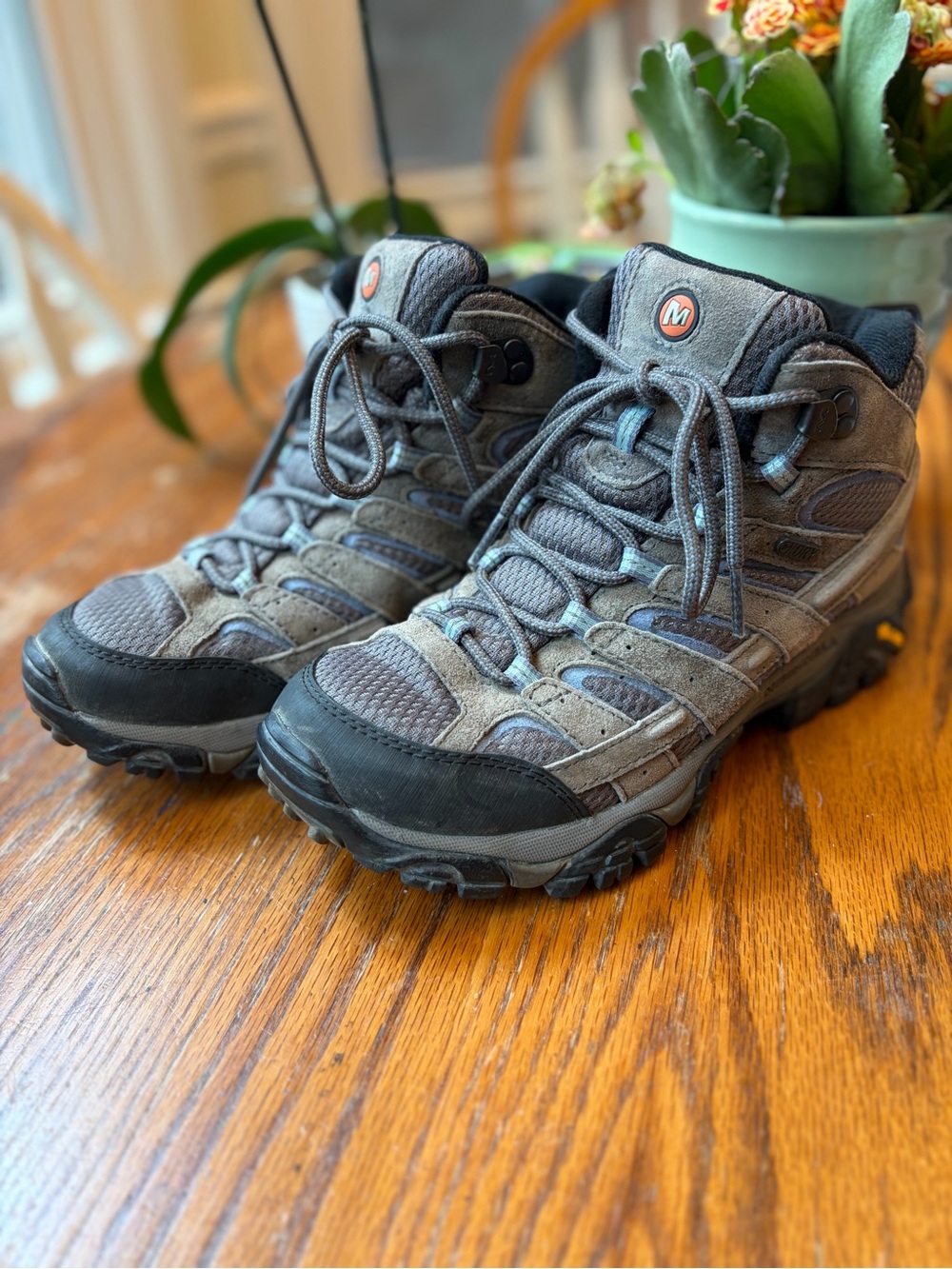 Merrell Moab 3 Mid Hiking Boots Men's 7.5 Granite Vibram Suede Mesh Lace Up